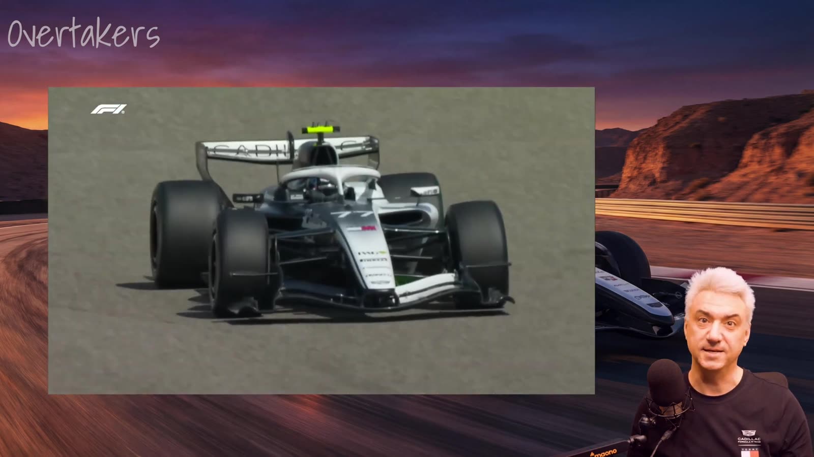 An F1 car at speed on track