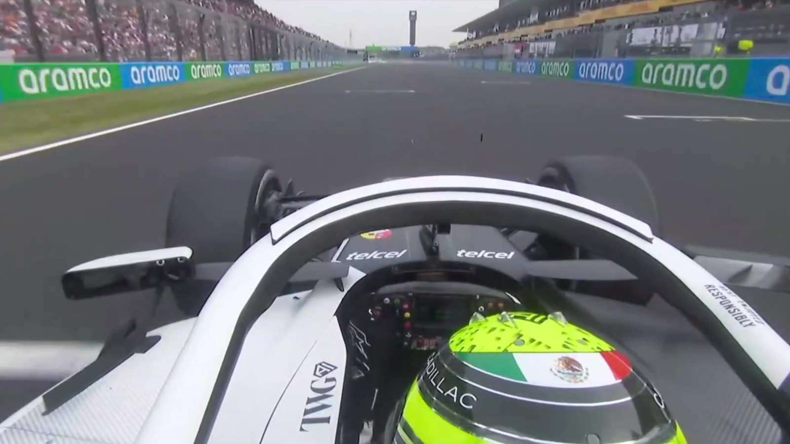 Cockpit onboard view from a Cadillac F1 car