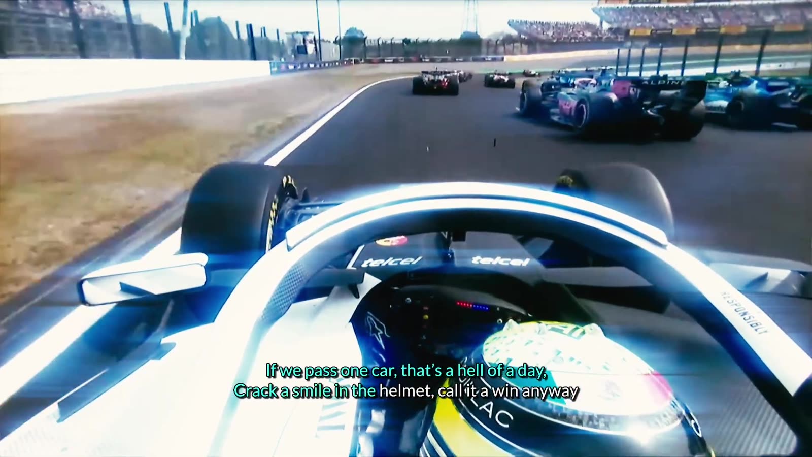 Onboard view at trackside under the lights